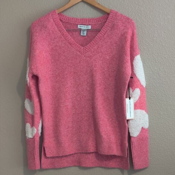 Cupcakes & Cashmere Pink Hearts Valentine Day Soft Sweater Ladies XS - Picture 2 of 12
